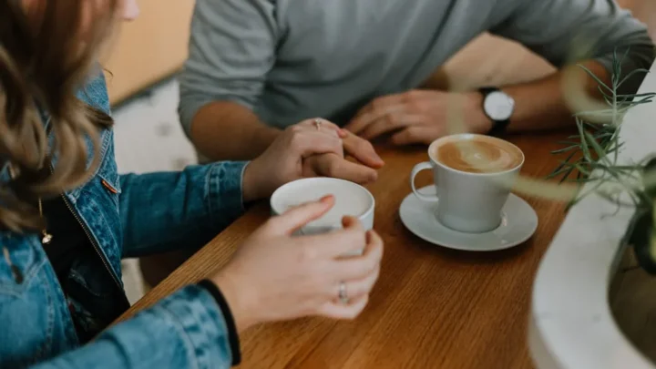 playful romantic text conversation over coffee