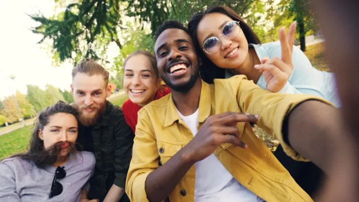 diverse group of friends celebrating friendship together