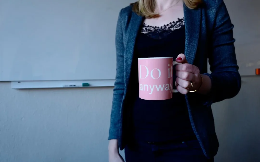 cheerful Wednesday office message and coffee break