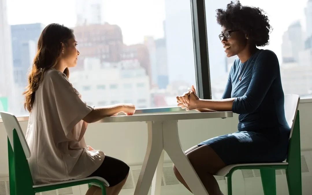 two people preparing for a calm serious conversation